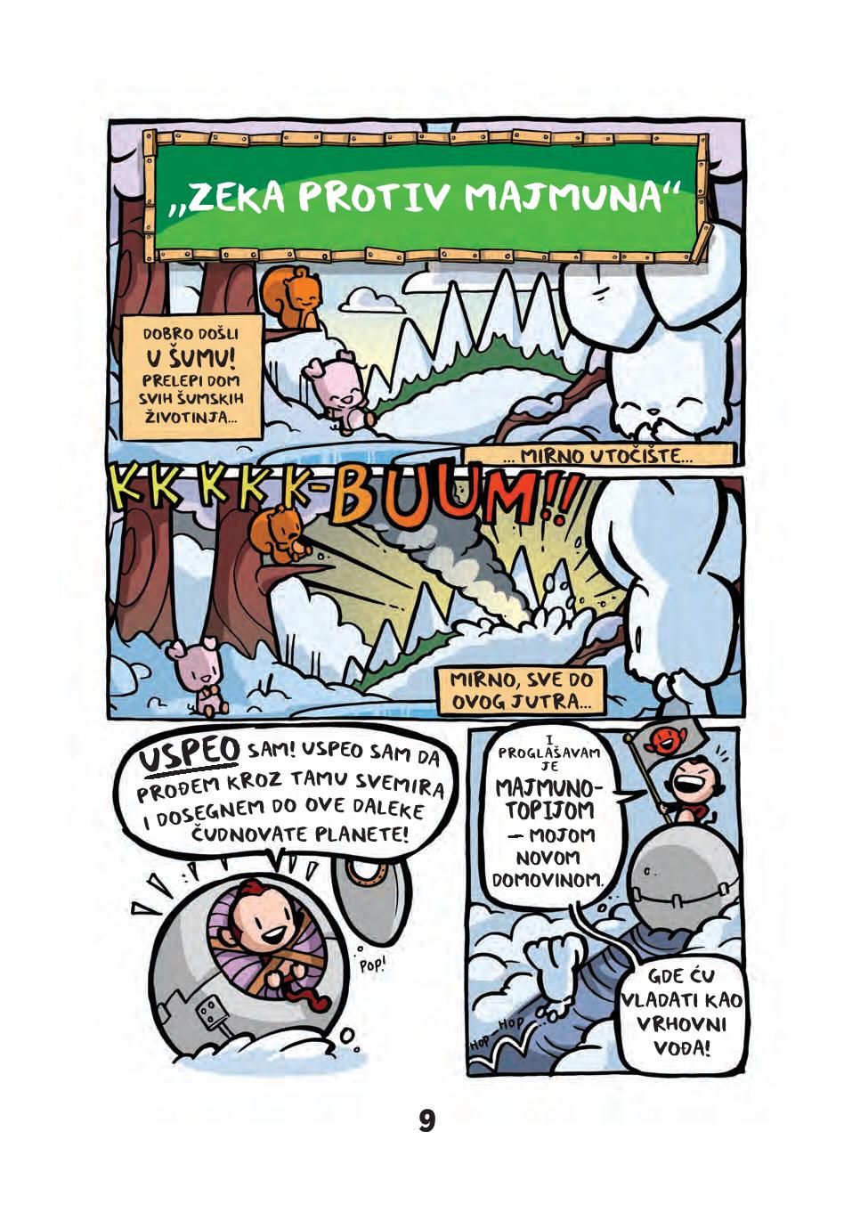 Prikaz stripa „Zeka protiv majmuna": Blesan i zvekan 3 Prikaz stripa „Zeka protiv majmuna": Blesan i zvekan 2