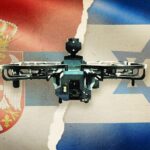 Zastava Srbije i Izraela između kojih je dron