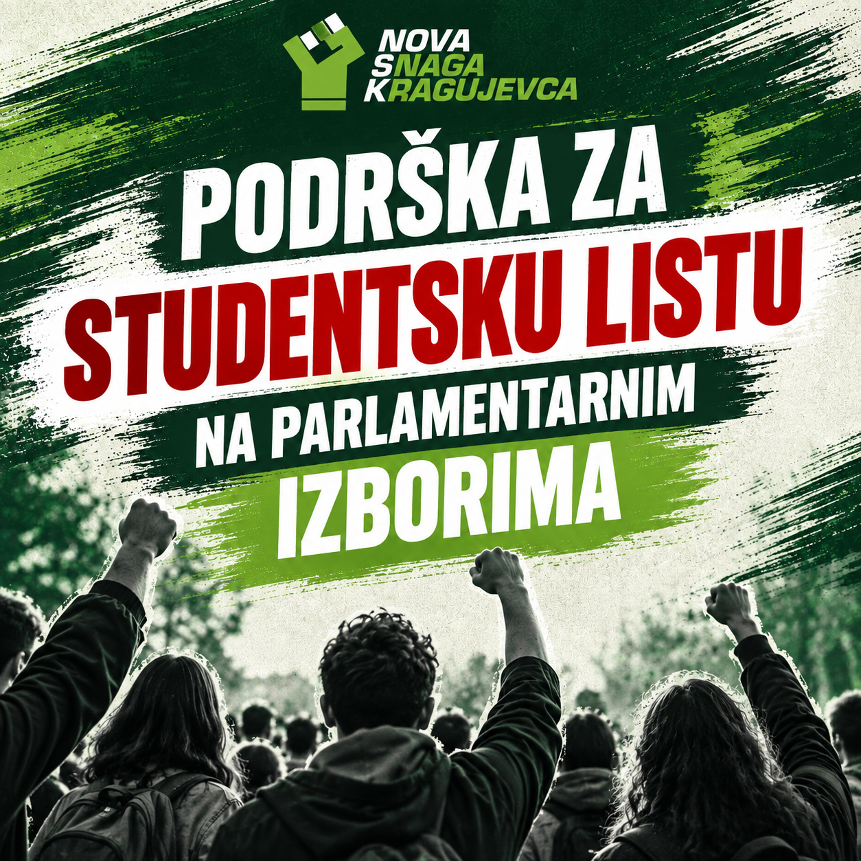 Nova snaga Kragujevca: Podrška za Studentsku listu na vanrednim parlamentarnim izborima 2