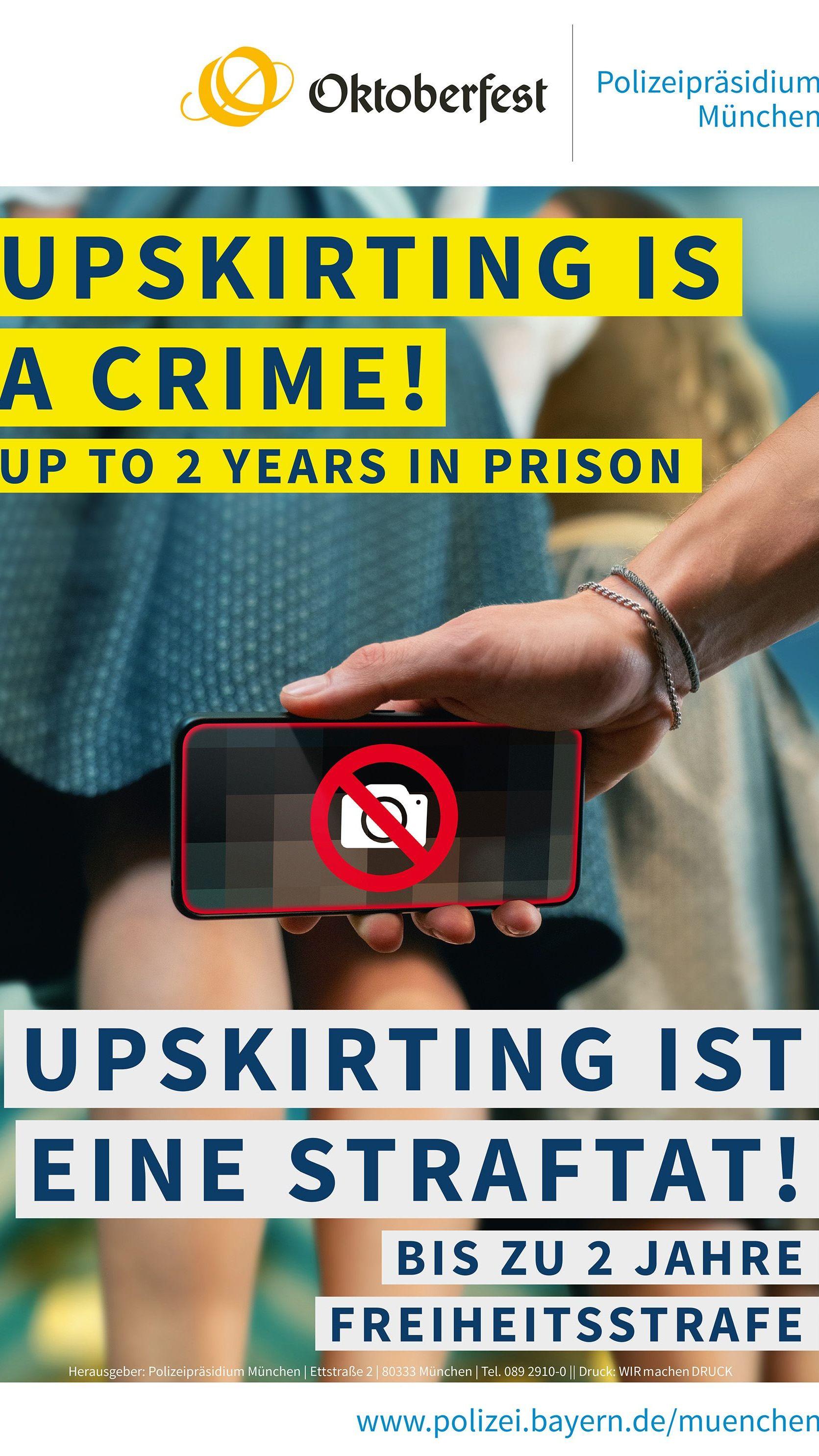 Policijski poster u Minhenu, tempiran za ovogodišnji Oktoberfest, jasno stavlja do znanja da je „podizanje suknje zločin“.
