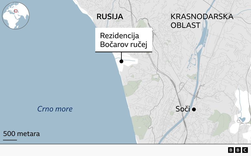 Mapa gde je rezidencija Vladimira Putina, koliko je udaljena od Sočija i obale Crnog mora 