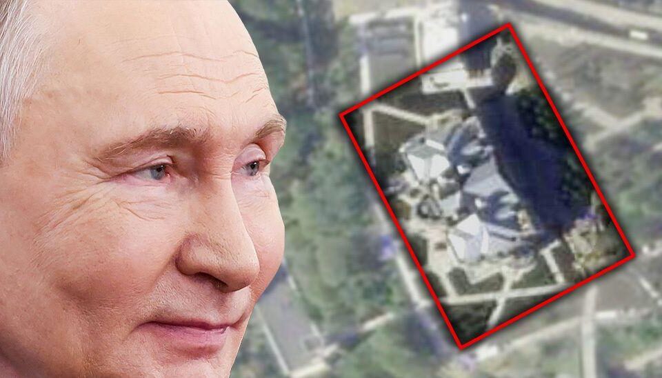 Vladimir Putin i slika na kojoj je velika kuće